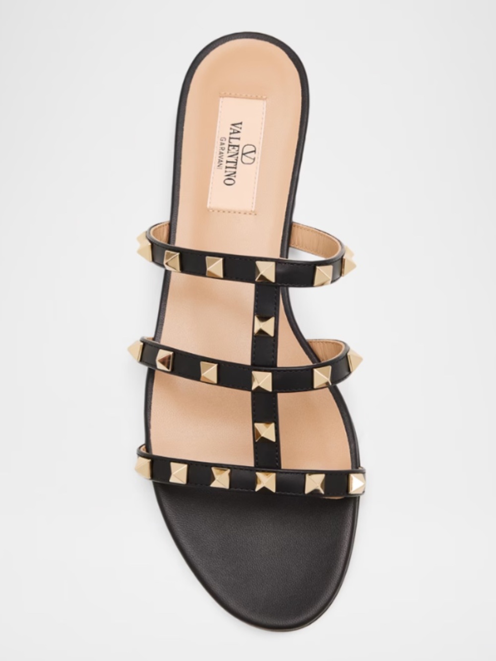 Authentic Valentino Garavani Rockstud Caged Flat Sandals Black Women's 36.5 - Picture 2 of 9